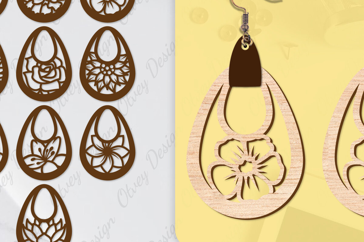 Σετ των 3 Intra απο ξύλο plywood 3mm-4mm πάχος - Σκουλαρίκια Μπρελόκ Laser Cut BNDLE Δίασταση 3x3 cm INTRAFABR-104538942