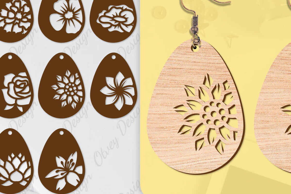 Σετ των 3 Intra απο ξύλο plywood 3mm-4mm πάχος - Σκουλαρίκια Μπρελόκ Laser Cut BNDLE Δίασταση 3x3 cm INTRAFABR-104538950