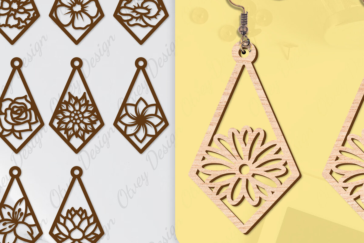 Σετ των 3 Intra απο ξύλο plywood 3mm-4mm πάχος - Σκουλαρίκια Μπρελόκ Laser Cut BNDLE Δίασταση 3x3 cm INTRAFABR-104538972