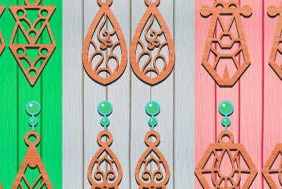 Σετ των 3 Intra απο ξύλο plywood 3mm-4mm πάχος - Σκουλαρίκια Laser cut Δίασταση 3x3 cm INTRAFABR-67847060