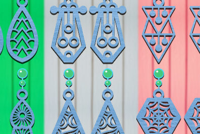 Σετ των 3 Intra απο ξύλο plywood 3mm-4mm πάχος - Σκουλαρίκια Laser cut Δίασταση 3x3 cm INTRAFABR-67847123