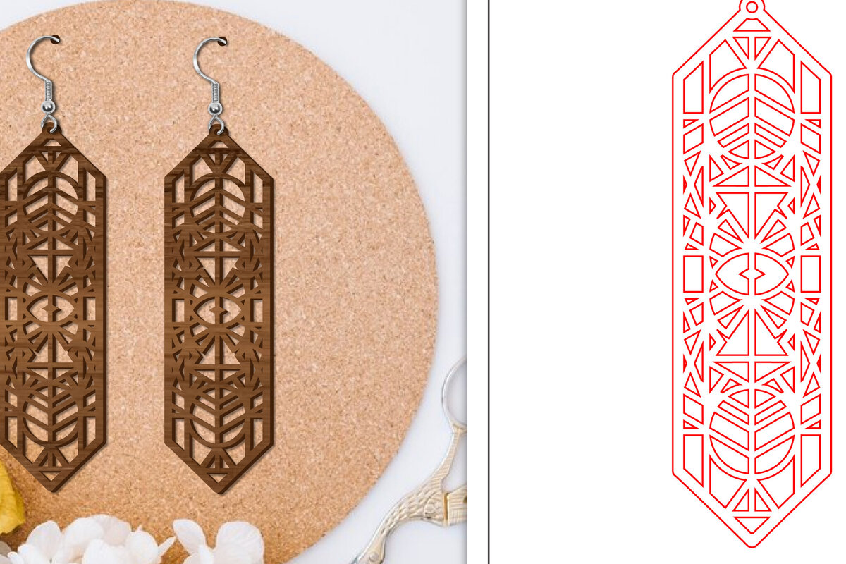 Σετ των 3 Intra απο ξύλο plywood 3mm-4mm πάχος - Σκουλαρίκια Laser Cut | Αφηρημένα σκουλαρίκια Δίασταση 3x3 cm INTRAFABR-114375588