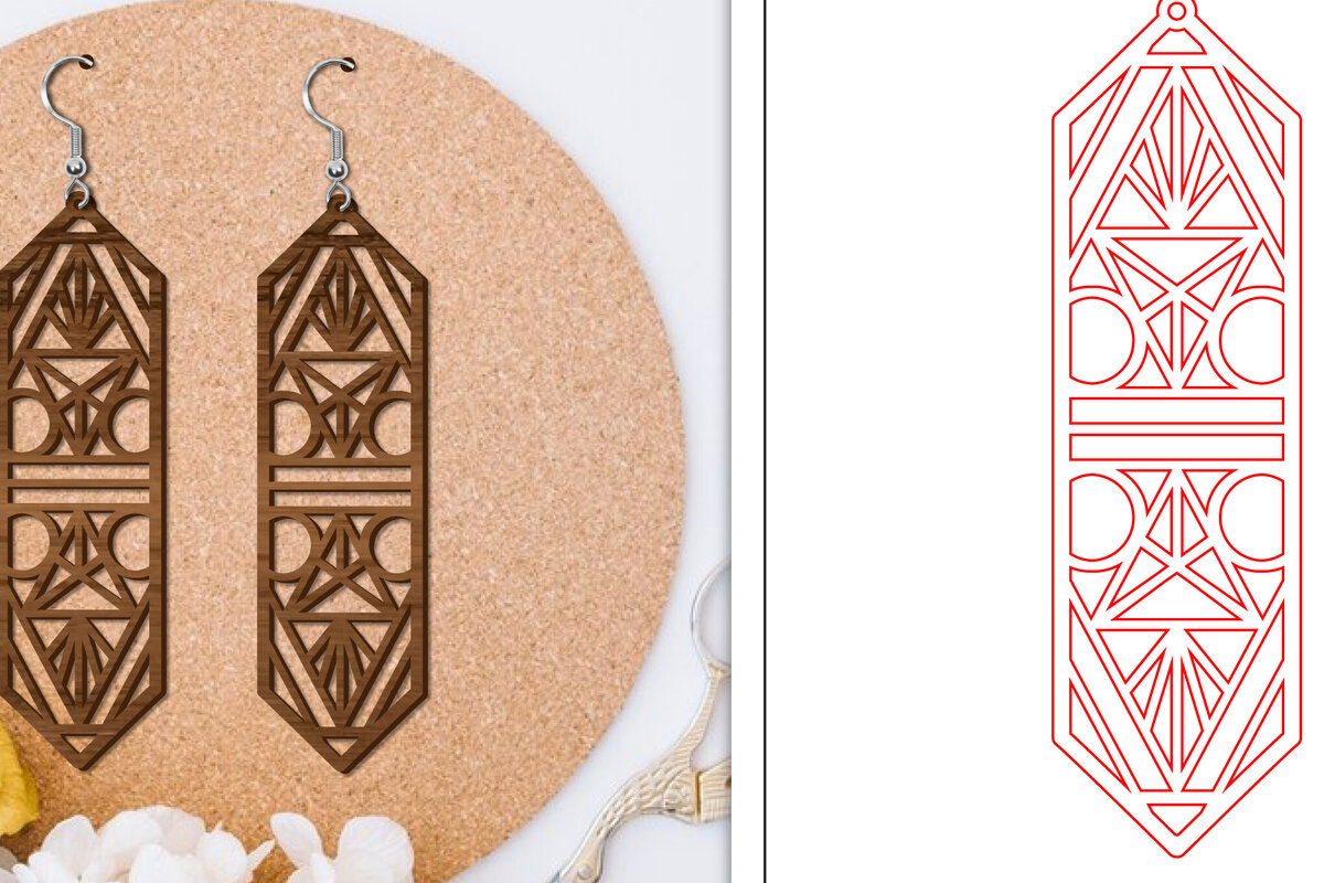 Σετ των 3 Intra απο ξύλο plywood 3mm-4mm πάχος - Σκουλαρίκια Laser Cut | Αφηρημένα σκουλαρίκια Δίασταση 3x3 cm INTRAFABR-114375877