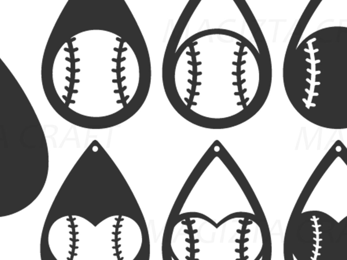 Σετ των 3 Intra απο ξύλο plywood 3mm-4mm πάχος - Σκουλαρίκια Laser Cut Baseball  Δίασταση 3x3 cm INTRAFABR-90013884