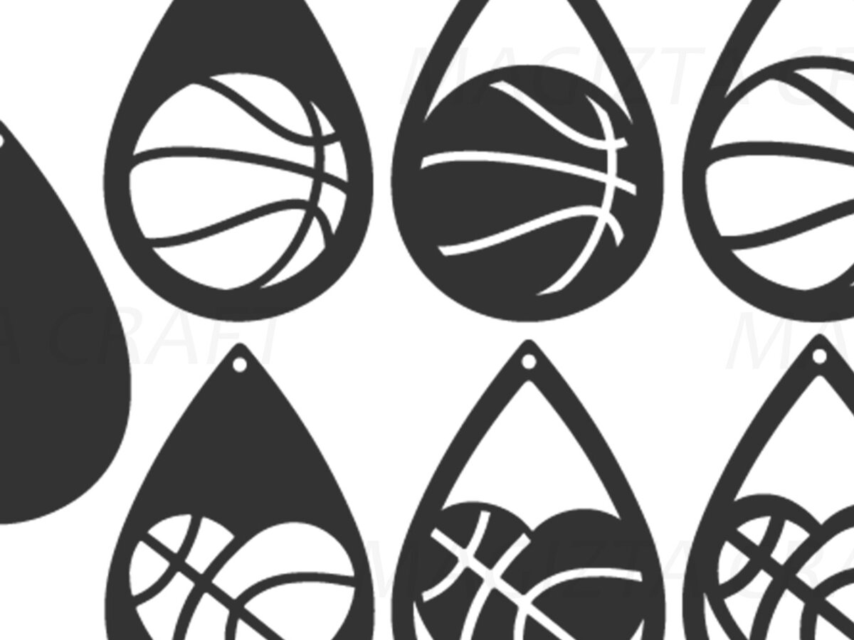 Σετ των 3 Intra απο ξύλο plywood 3mm-4mm πάχος - Σκουλαρίκια Laser Cut Basketball  Δίασταση 3x3 cm INTRAFABR-90013876