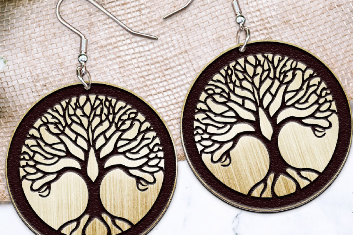 Σετ των 3 Intra απο ξύλο plywood 3mm-4mm πάχος - Σκουλαρίκια Laser cut. Boho Σκουλαρίκια Laser Δίασταση 3x3 cm INTRAFABR-119144991