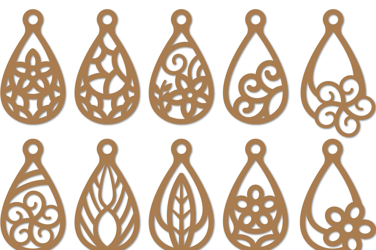 Σετ των 3 Intra απο ξύλο plywood 3mm-4mm πάχος - Σκουλαρίκια Laser Cut Bundle Δίασταση 3x3 cm INTRAFABR-110782694