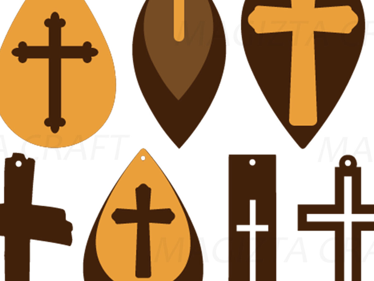 Σετ των 3 Intra απο ξύλο plywood 3mm-4mm πάχος - Σκουλαρίκια Laser Cut Cross Christian  Δίασταση 3x3 cm INTRAFABR-90242849