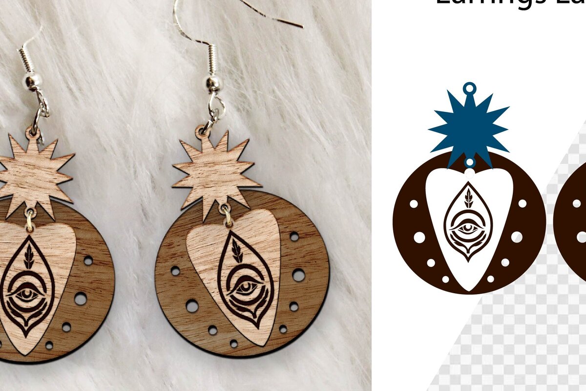 Σετ των 3 Intra απο ξύλο plywood 3mm-4mm πάχος - Σκουλαρίκια Laser cut. Σκουλαρίκια . Δίασταση 3x3 cm INTRAFABR-100956167