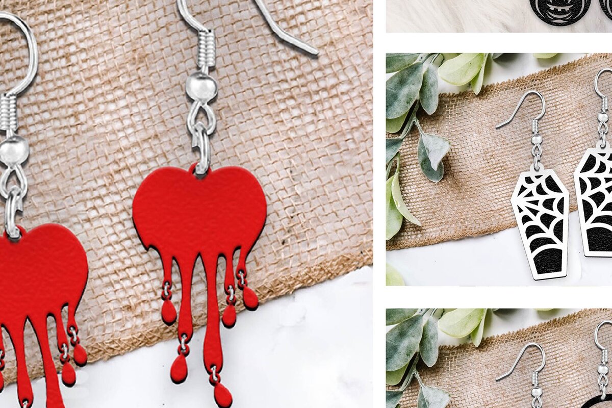 Σετ των 3 Intra απο ξύλο plywood 3mm-4mm πάχος - Σκουλαρίκια Laser cut. Σκουλαρίκια απόκριες. Δίασταση 3x3 cm INTRAFABR-102999302