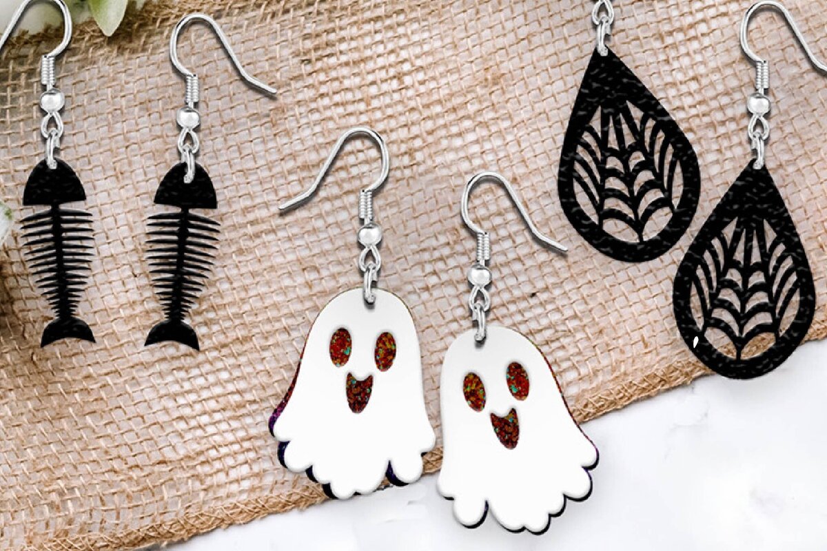 Σετ των 3 Intra απο ξύλο plywood 3mm-4mm πάχος - Σκουλαρίκια Laser cut. Σκουλαρίκια απόκριες. Δίασταση 3x3 cm INTRAFABR-102743147