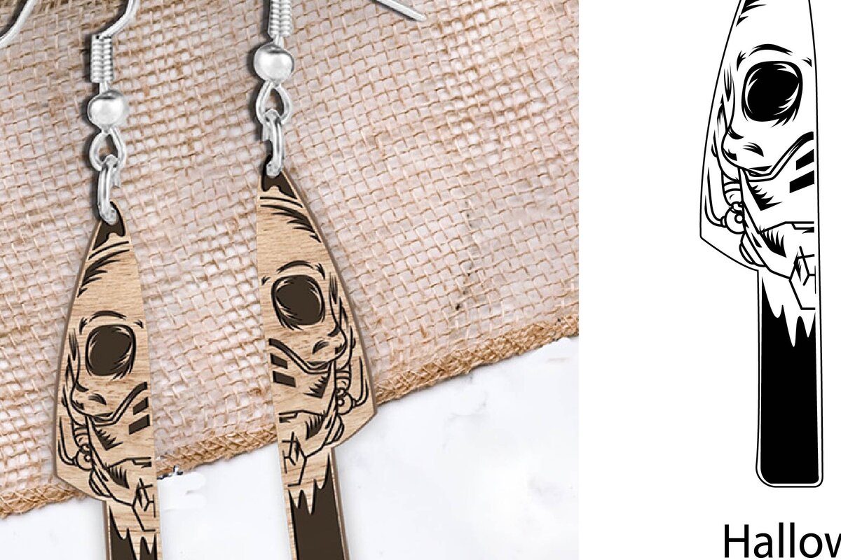 Σετ των 3 Intra απο ξύλο plywood 3mm-4mm πάχος - Σκουλαρίκια Laser cut. Αποκριάτικη  Δίασταση 3x3 cm INTRAFABR-104081108