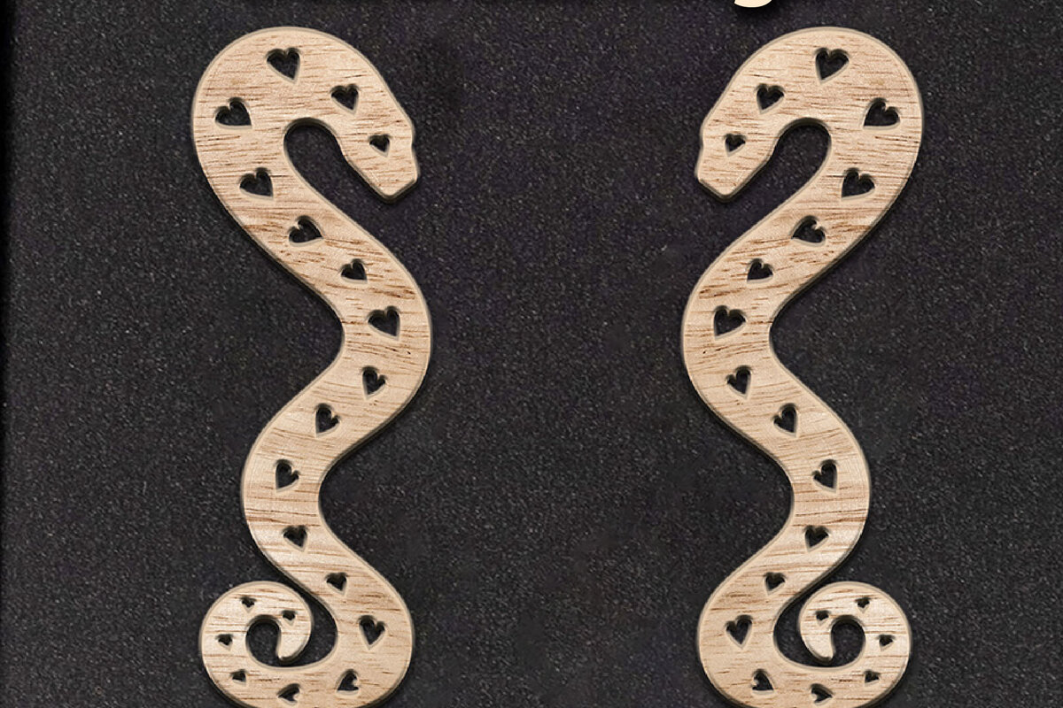Σετ των 3 Intra απο ξύλο plywood 3mm-4mm πάχος - Σκουλαρίκια Laser cut. Snake Laser Cut. Δίασταση 3x3 cm INTRAFABR-112175822