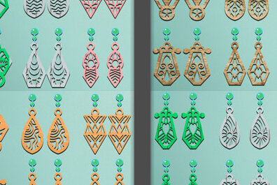 Σετ των 3 Intra απο ξύλο plywood 3mm-4mm πάχος - Σκουλαρίκια Laser Cut  Bundle Δίασταση 3x3 cm INTRAFABR-70105800