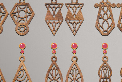 Σετ των 3 Intra απο ξύλο plywood 3mm-4mm πάχος - Σκουλαρίκια Laser Cut  Design Δίασταση 3x3 cm INTRAFABR-67788832