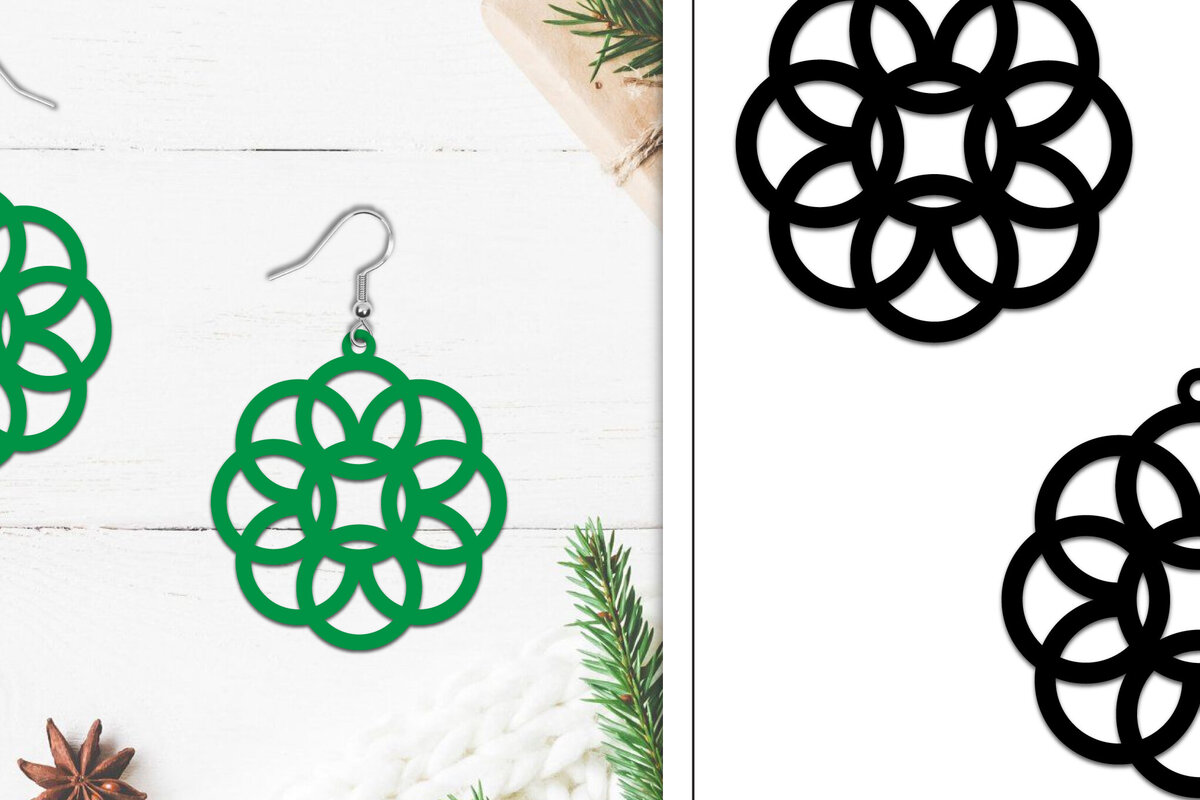 Σετ των 3 Intra απο ξύλο plywood 3mm-4mm πάχος - Σκουλαρίκια Lasercut | Σκουλαρίκια  Δίασταση 3x3 cm INTRAFABR-107884191