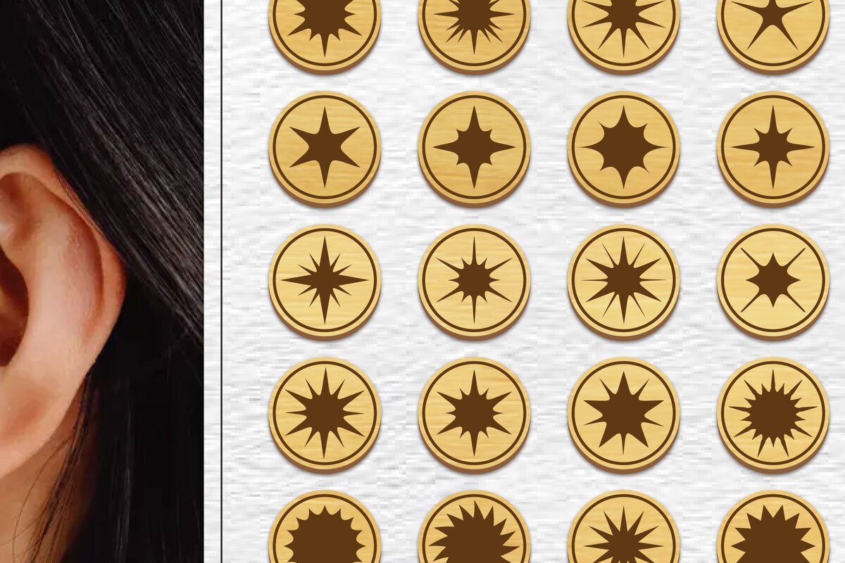 Σετ των 3 Intra απο ξύλο plywood 3mm-4mm πάχος - Σκουλαρίκια Μαγνήτης Laser Cut Bundle Δίασταση 3x3 cm INTRAFABR-101770296