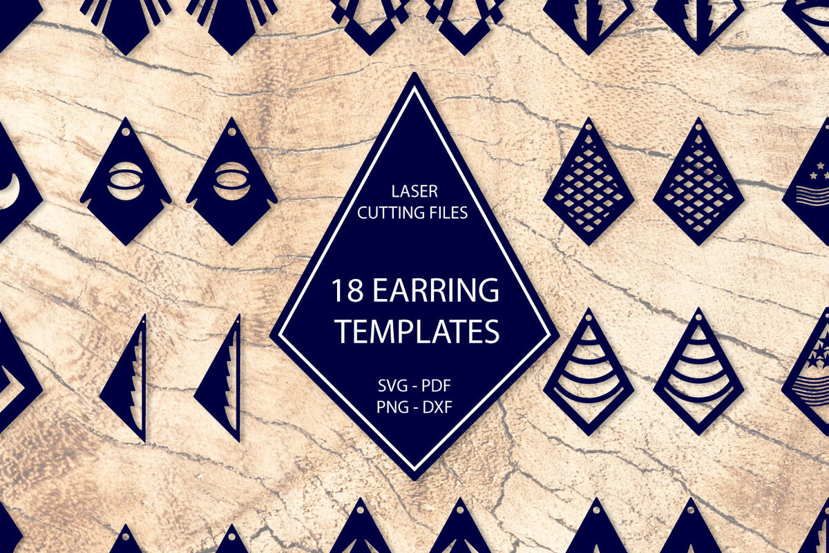 Σετ των 3 Intra απο ξύλο plywood 3mm-4mm πάχος - Σκουλαρίκια  Πακέτο. Πρότυπο σκουλαρικιών. Δίασταση 3x3 cm INTRAFABR-21567175