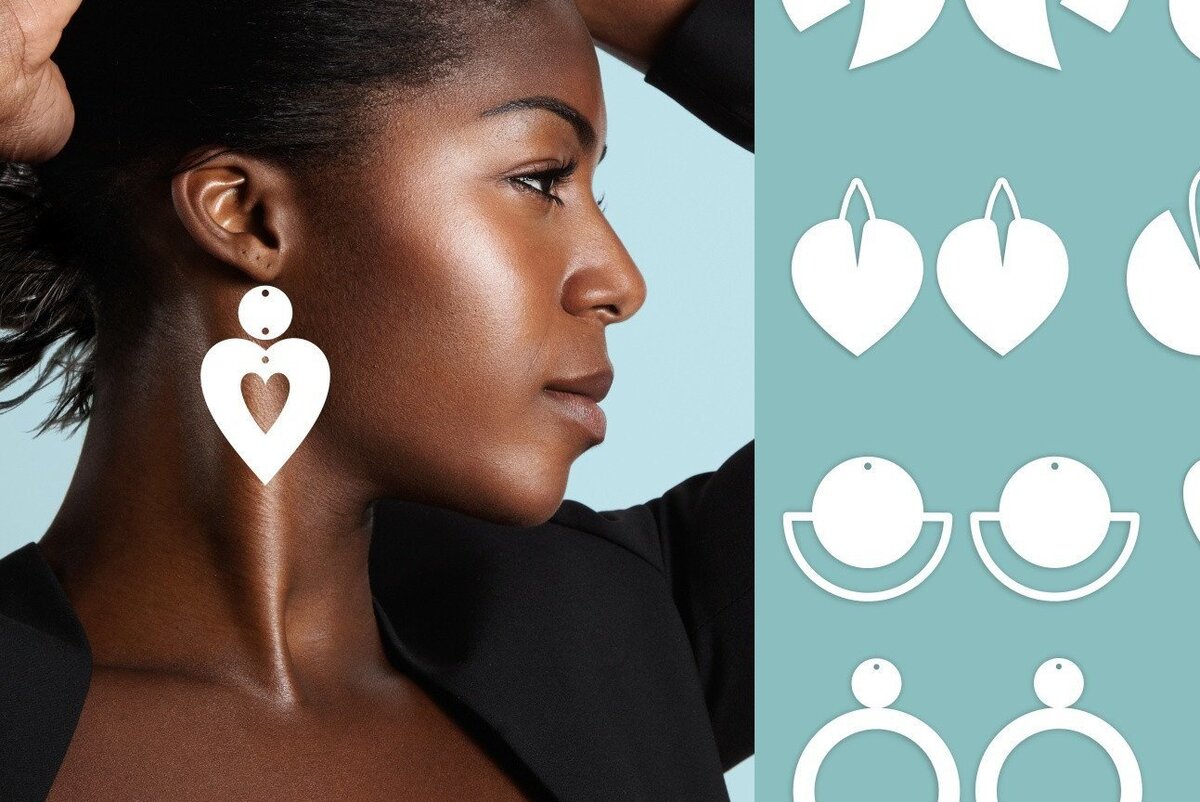 Σετ των 3 Intra απο ξύλο plywood 3mm-4mm πάχος - Σκουλαρίκια  Bundle |  κοπής με λέιζερ Δίασταση 5x7 cm INTRAFABR-32785613