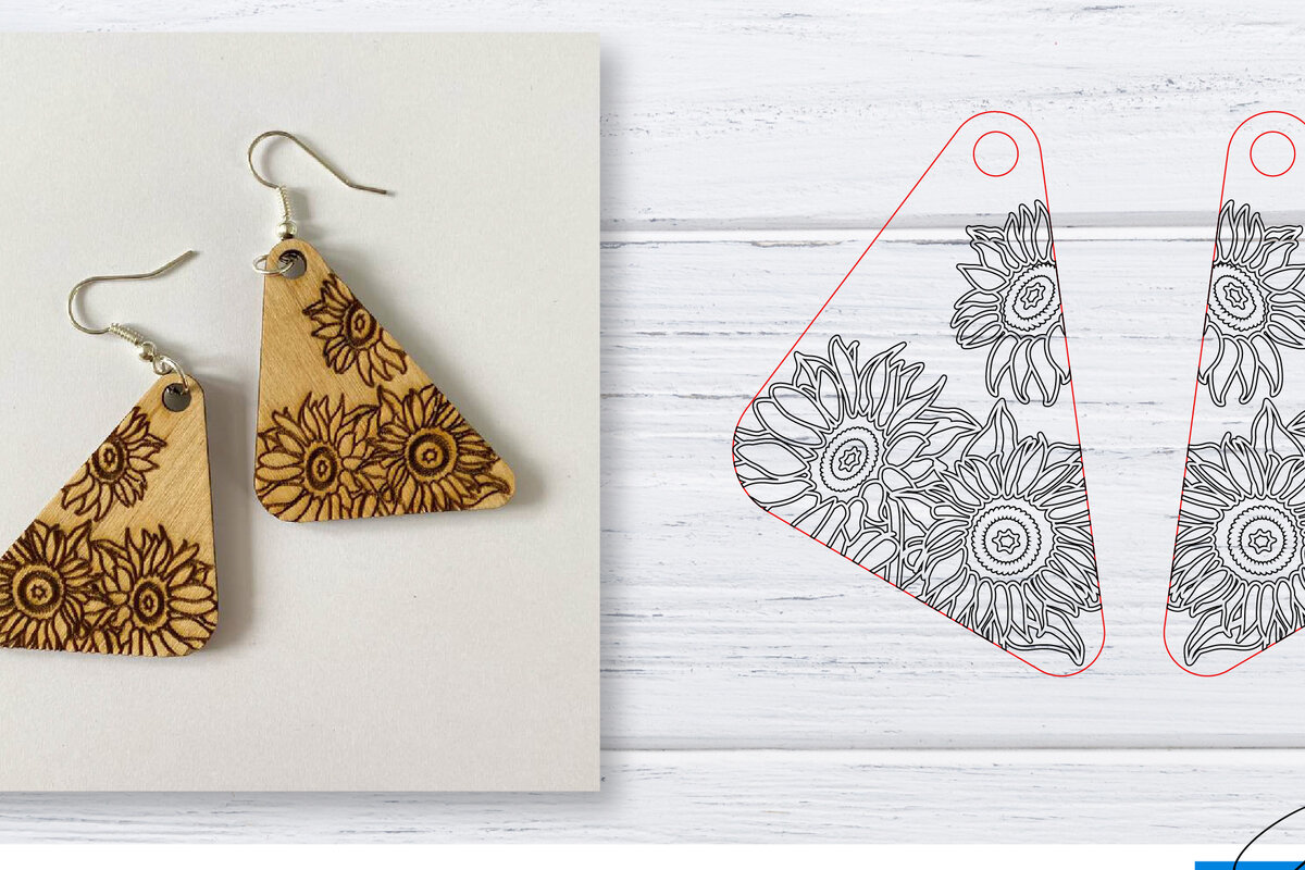 Σετ των 3 Intra απο ξύλο plywood 3mm-4mm πάχος - Σκουλαρίκια  | Sunflower  | Δίασταση 3x3 cm INTRAFABR-29598355