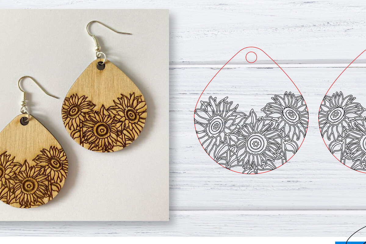 Σετ των 3 Intra απο ξύλο plywood 3mm-4mm πάχος - Σκουλαρίκια  | Sunflower  | Δίασταση 3x3 cm INTRAFABR-29598286