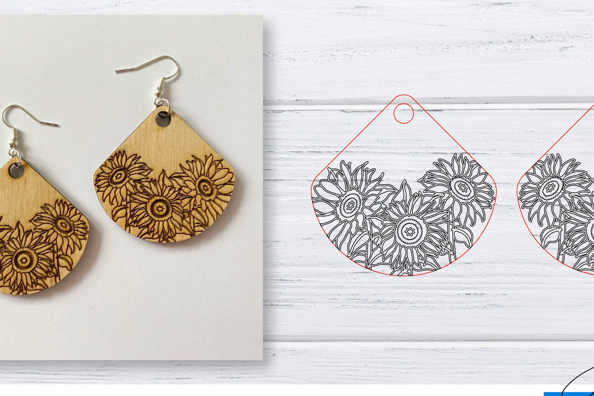 Σετ των 3 Intra απο ξύλο plywood 3mm-4mm πάχος - Σκουλαρίκια  | Sunflower  | Δίασταση 3x3 cm INTRAFABR-29598319