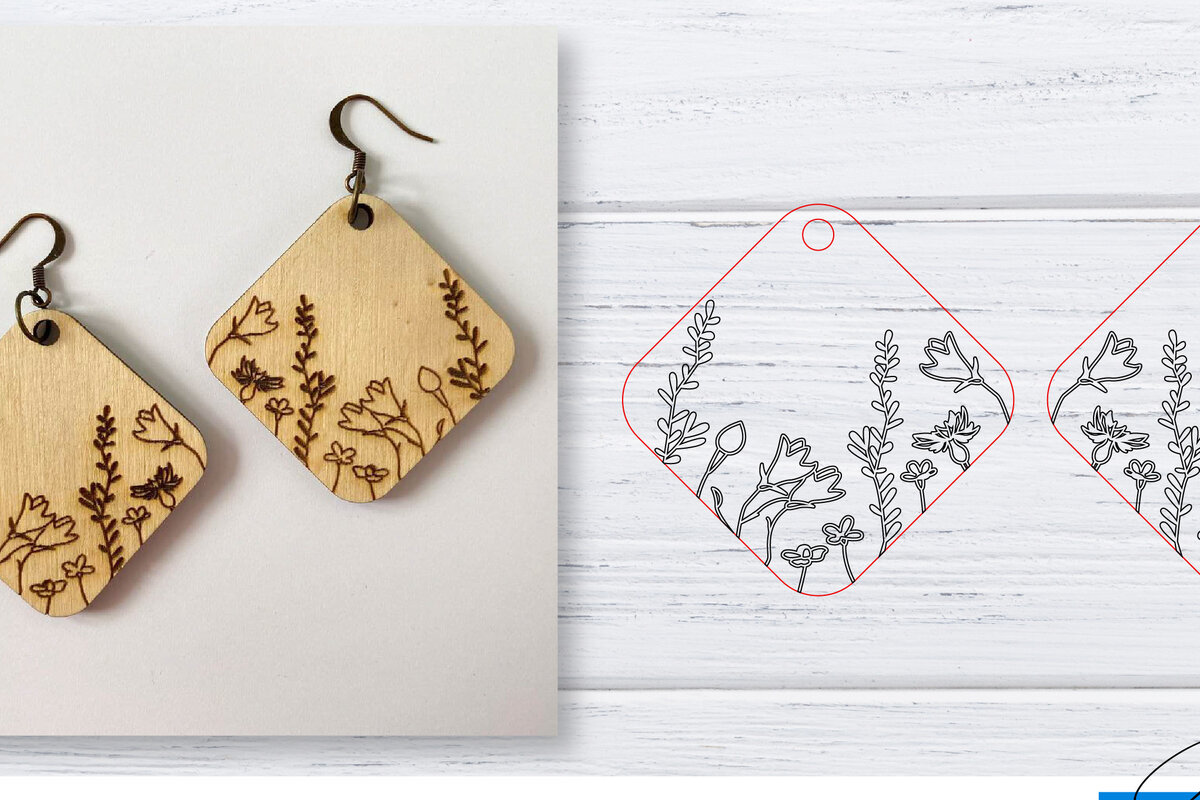 Σετ των 3 Intra απο ξύλο plywood 3mm-4mm πάχος - Σκουλαρίκια  | Wildflower  | Δίασταση 3x3 cm INTRAFABR-29598548