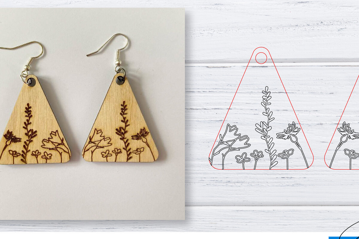 Σετ των 3 Intra απο ξύλο plywood 3mm-4mm πάχος - Σκουλαρίκια  | Wildflower  | Δίασταση 3x3 cm INTRAFABR-29598780