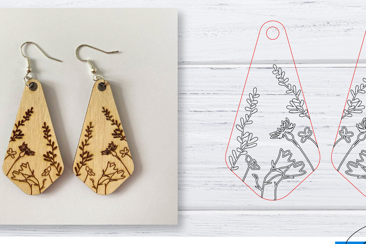 Σετ των 3 Intra απο ξύλο plywood 3mm-4mm πάχος - Σκουλαρίκια  | Wildflower  | Δίασταση 3x3 cm INTRAFABR-29598801