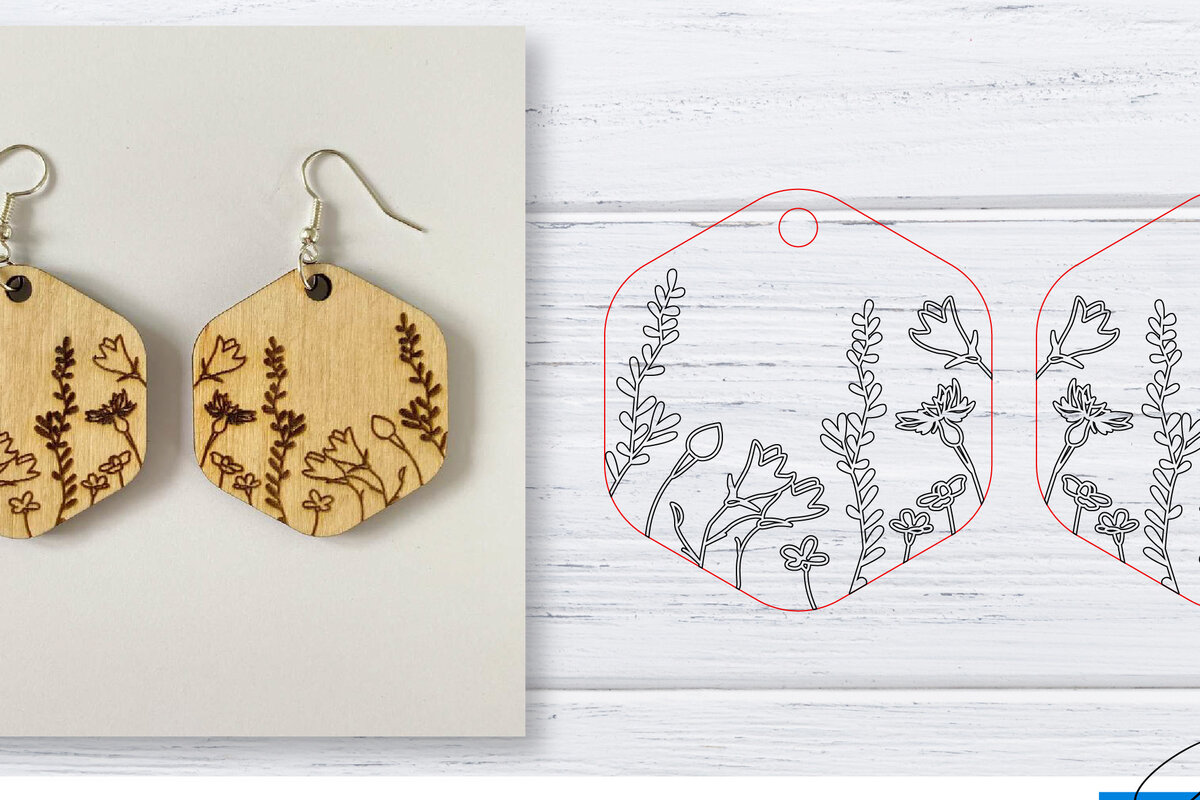 Σετ των 3 Intra απο ξύλο plywood 3mm-4mm πάχος - Σκουλαρίκια  | Wildflower  | Δίασταση 3x3 cm INTRAFABR-29598847