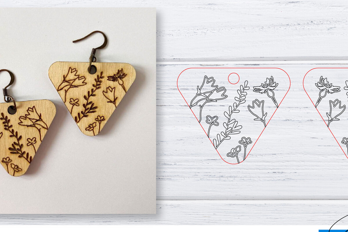 Σετ των 3 Intra απο ξύλο plywood 3mm-4mm πάχος - Σκουλαρίκια  | Wildflower  | Δίασταση 3x3 cm INTRAFABR-29598874