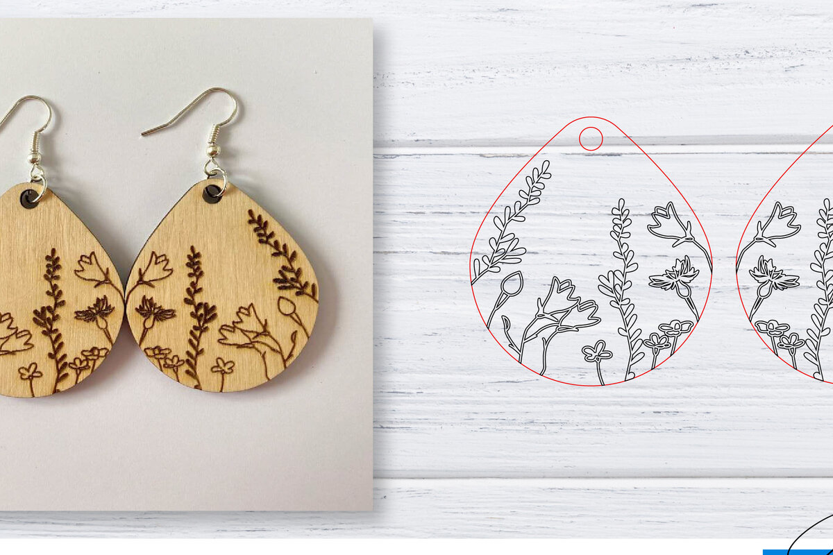 Σετ των 3 Intra απο ξύλο plywood 3mm-4mm πάχος - Σκουλαρίκια  | Wildflower  | Δίασταση 3x3 cm INTRAFABR-29598912