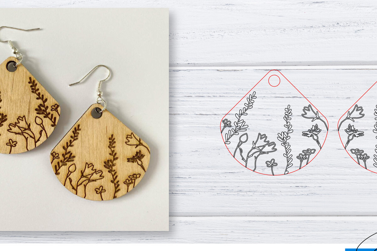 Σετ των 3 Intra απο ξύλο plywood 3mm-4mm πάχος - Σκουλαρίκια  | Wildflower  | Δίασταση 3x3 cm INTRAFABR-29598944