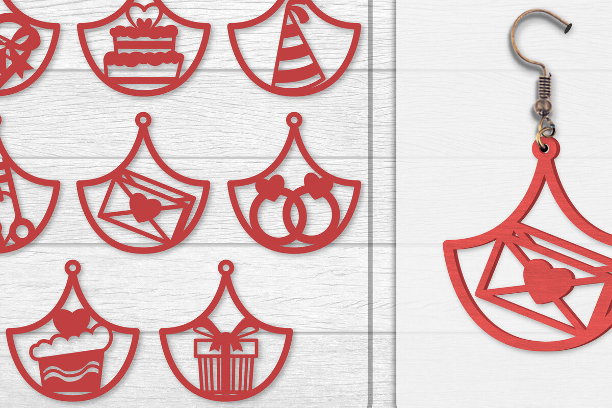 Σετ των 3 Intra απο ξύλο plywood 3mm-4mm πάχος - Σκουλαρίκια Valentine Lasercut Δίασταση 3x3 cm INTRAFABR-114654975