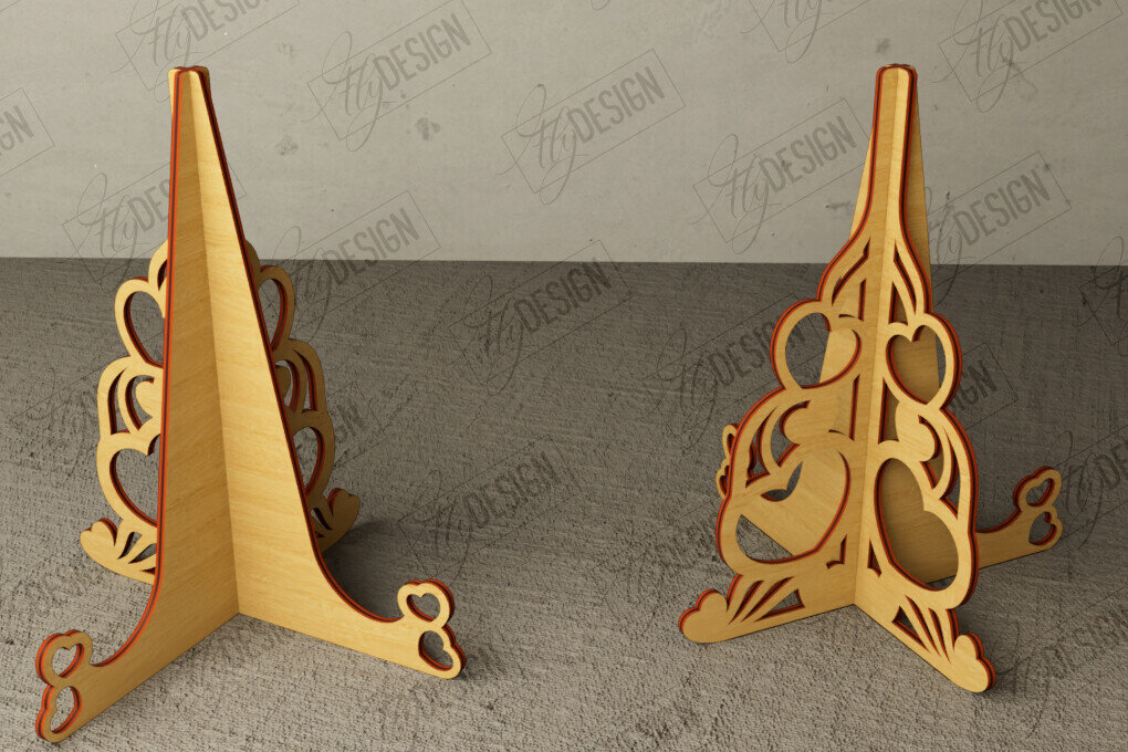 Σετ των 2 Intra απο ξύλο plywood 3mm-4mm πάχος - Στάση καβαλέτο | Πλάκα Τέχνης | Εμφάνιση φωτογραφιών Δίασταση 20x20 cm INTRAFABR-112697298