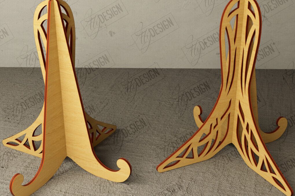 Σετ των 2 Intra απο ξύλο plywood 3mm-4mm πάχος - Στάση καβαλέτο | Πλάκα Τέχνης | Εμφάνιση φωτογραφιών Δίασταση 20x20 cm INTRAFABR-112697124