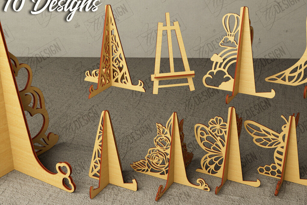 Σετ των 2 Intra απο ξύλο plywood 3mm-4mm πάχος - Πακέτο με καβαλέτο | Πλάκα Τέχνης | CNC Δίασταση 20x20 cm INTRAFABR-112697391