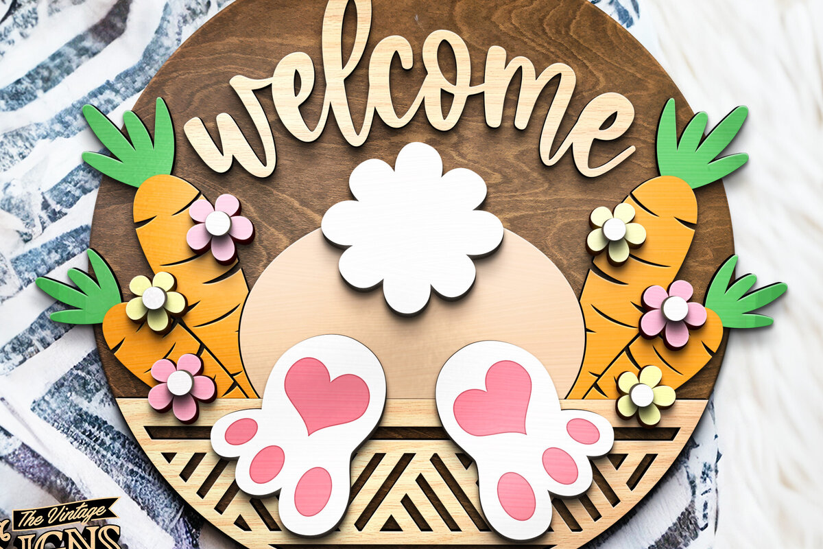 Σετ των 2 Intra απο ξύλο plywood 3mm-4mm πάχος - Easeter Bunny | Κρεμάστρα πόρτας  Δίασταση 15x15 cm INTRAFABR-117240056