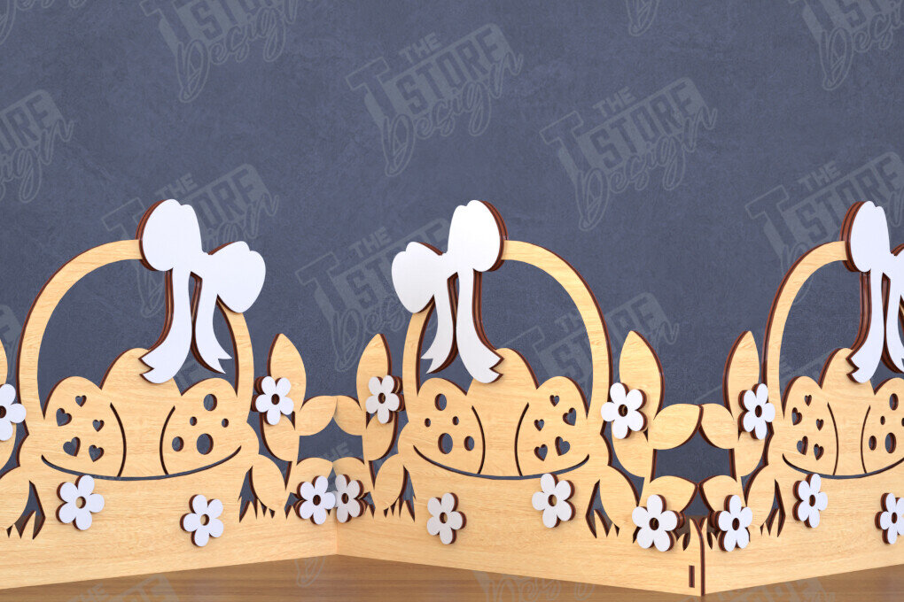 Σετ των 2 Intra απο ξύλο plywood 3mm-4mm πάχος - Πασχαλινή πινακίδα ακορντεόν | Happy Bunny |CNC Δίασταση 15x15 cm INTRAFABR-117719705