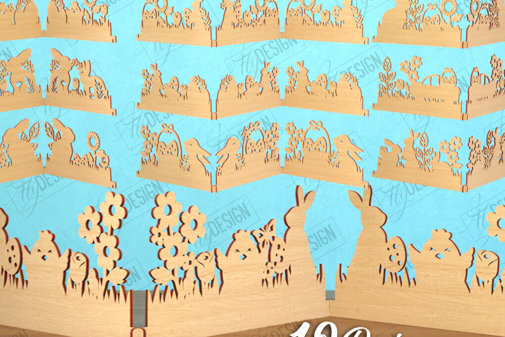 Σετ των 2 Intra απο ξύλο plywood 3mm-4mm πάχος - Πασχαλινό Πακέτο Πινακίδων Ακορντεόν |  CNC Δίασταση 15x15 cm INTRAFABR-118277552