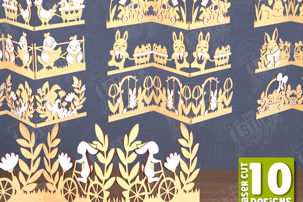 Σετ των 2 Intra απο ξύλο plywood 3mm-4mm πάχος - Πασχαλινό Πακέτο Πινακίδων Ακορντεόν |  CNC Δίασταση 15x15 cm INTRAFABR-117719820