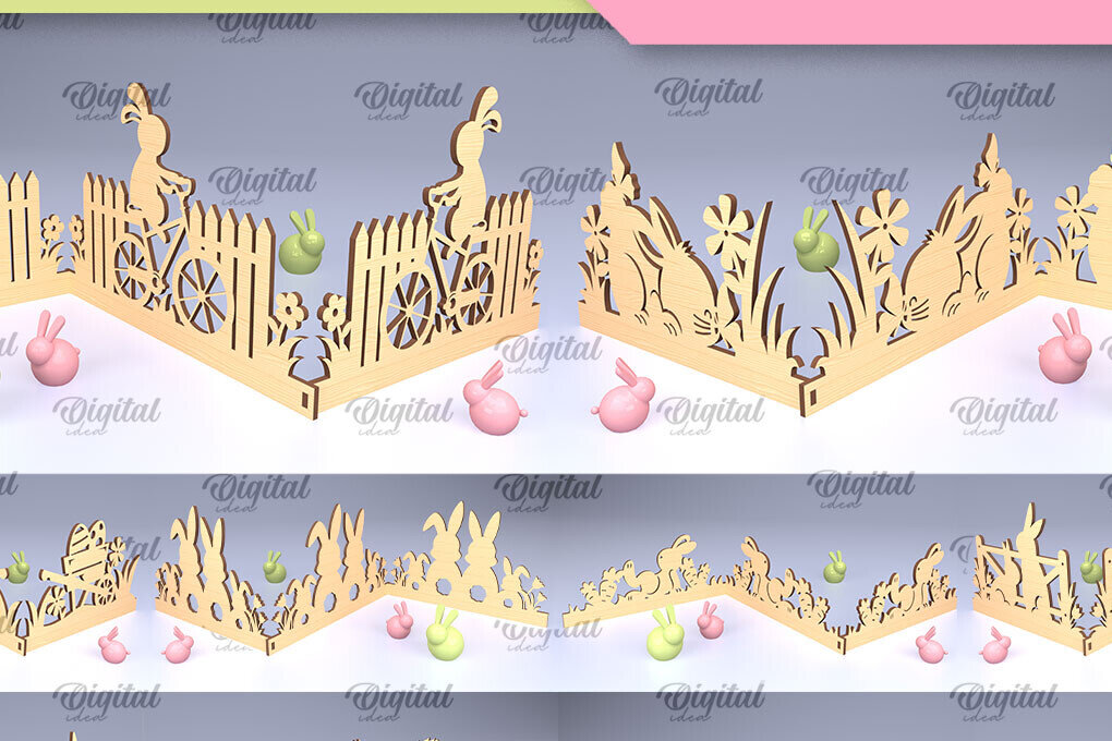 Σετ των 2 Intra απο ξύλο plywood 3mm-4mm πάχος - Πασχαλινό ακορντεόν Πακέτο κοπής με λέιζερ Δίασταση 15x15 cm INTRAFABR-91443922