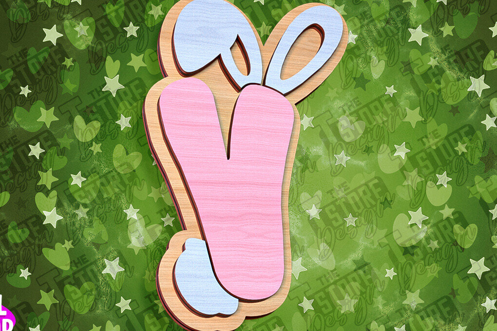 Σετ των 2 Intra απο ξύλο plywood 3mm-4mm πάχος - Πασχαλινό αλφάβητο  | Σχέδιο λαγουδάκι Δίασταση 15x15 cm INTRAFABR-92144191