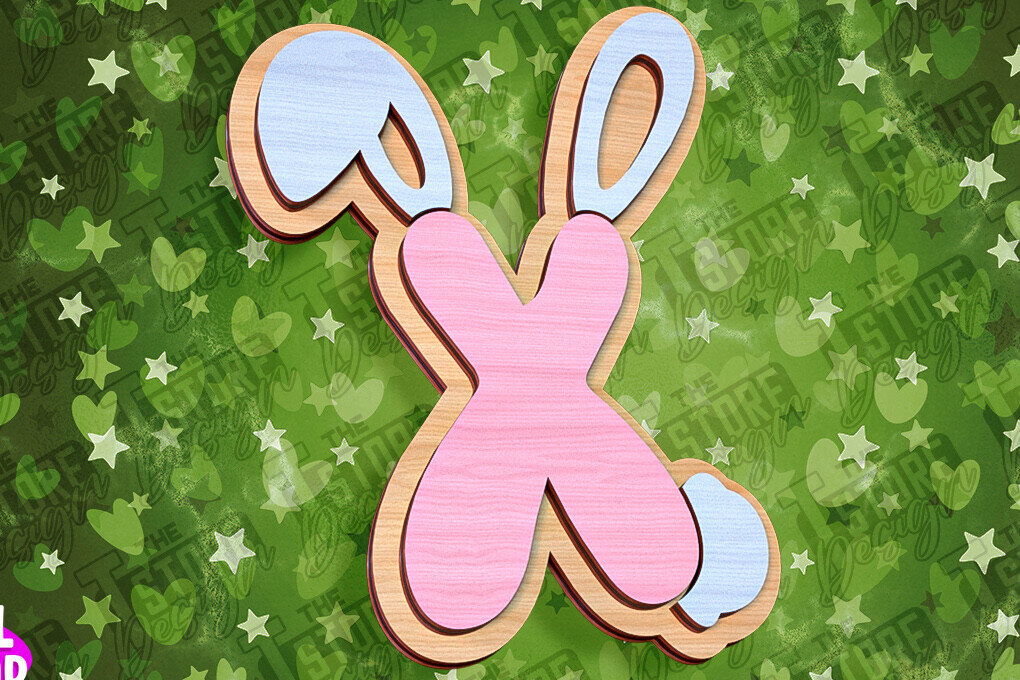 Σετ των 2 Intra απο ξύλο plywood 3mm-4mm πάχος - Πασχαλινό αλφάβητο  | Σχέδιο λαγουδάκι Δίασταση 15x15 cm INTRAFABR-92144230