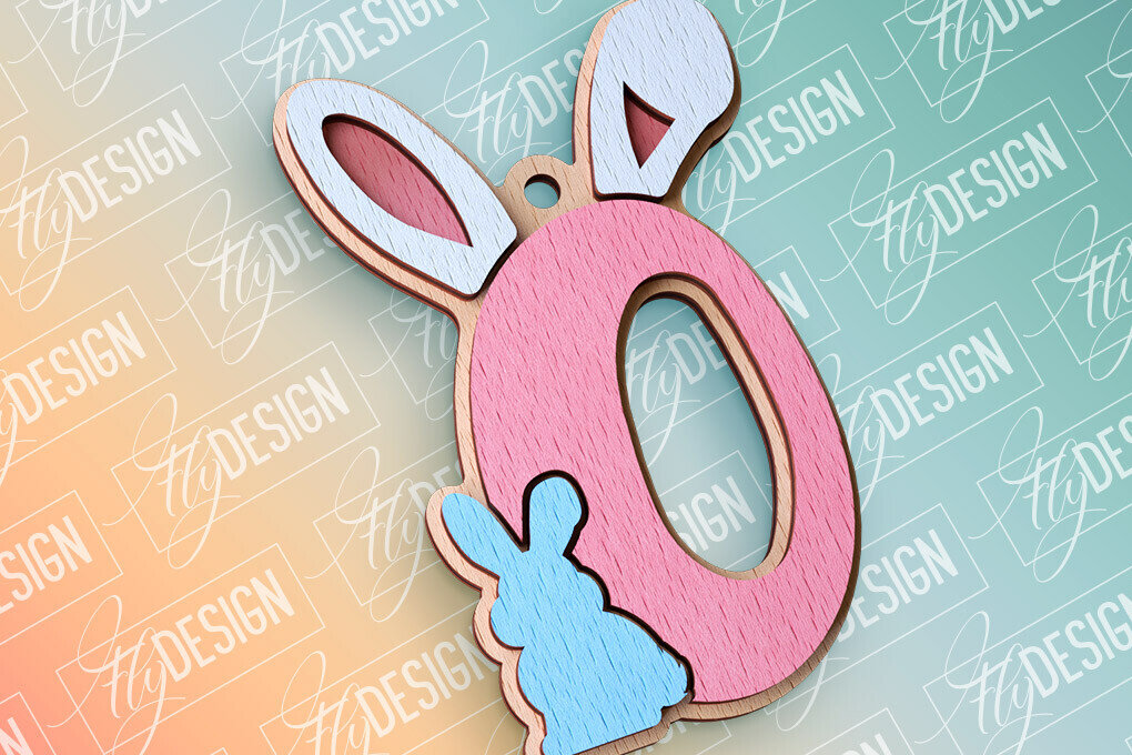 Σετ των 2 Intra απο ξύλο plywood 3mm-4mm πάχος - Πασχαλινό αλφάβητο  | Αρχεία CNC Δίασταση 15x15 cm INTRAFABR-91993727