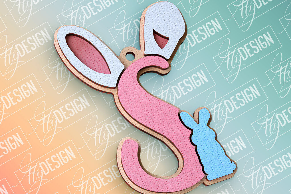 Σετ των 2 Intra απο ξύλο plywood 3mm-4mm πάχος - Πασχαλινό αλφάβητο  | Αρχεία CNC Δίασταση 15x15 cm INTRAFABR-91993817