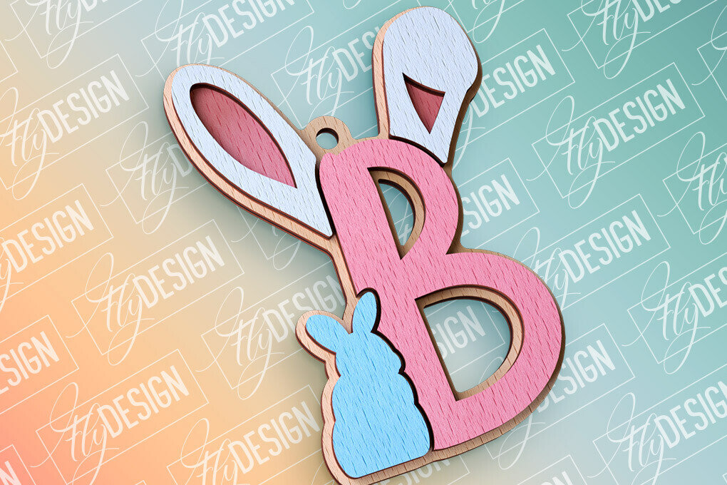 Σετ των 2 Intra απο ξύλο plywood 3mm-4mm πάχος - Πασχαλινό αλφάβητο  | Αρχεία CNC Δίασταση 15x15 cm INTRAFABR-91993381