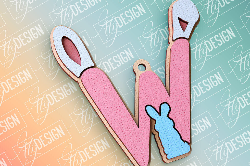 Σετ των 2 Intra απο ξύλο plywood 3mm-4mm πάχος - Πασχαλινό αλφάβητο  | Αρχεία CNC Δίασταση 15x15 cm INTRAFABR-91993957