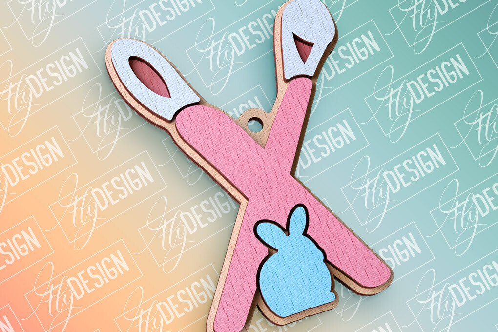 Σετ των 3 Intra απο ξύλο plywood 3mm-4mm πάχος - Πασχαλινό αλφάβητο  | Αρχεία CNC Δίασταση 15x15 cm INTRAFABR-91993963