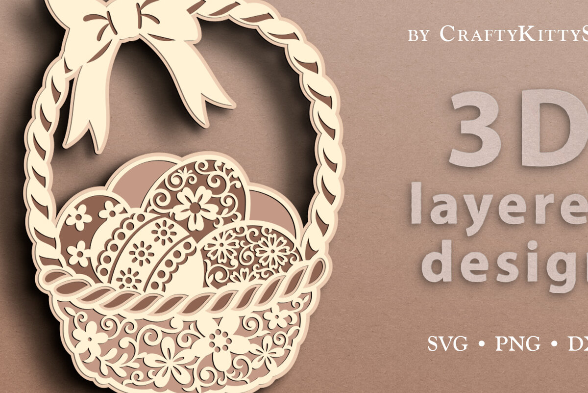 Intra απο ξύλο plywood 3mm-4mm πάχος - Πασχαλινό καλάθι 3D Layered  Cut  Δίασταση 30x20 cm INTRAFABR-38078571